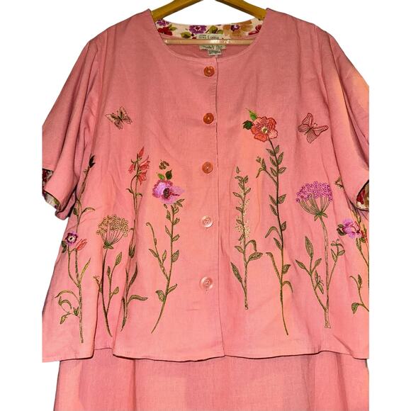Studio Ease Floral Embroidered Butterfly Jacket with Dress Linen Fairy Sz 18W - Picture 2 of 16